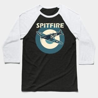 Spitfire RAF Fighter Aircraft Plane Airplane British UK Supermarine Retro vintage Baseball T-Shirt